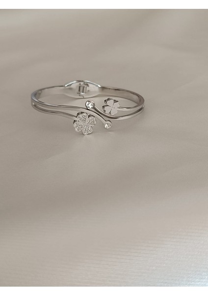 Zirkon Taşlıyonca Desnli Çelik Kelepçe Bilezik modelleri