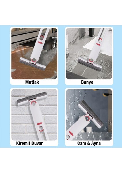 Mini tezgah üstü paspas ve yedek uçlu mini mop seti, beyaz, çok amaçlı indirimleri