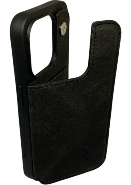 Apple Iphone 15 Pro Kartlıklı Lüx Deri Kılıf Siyah fiyatları