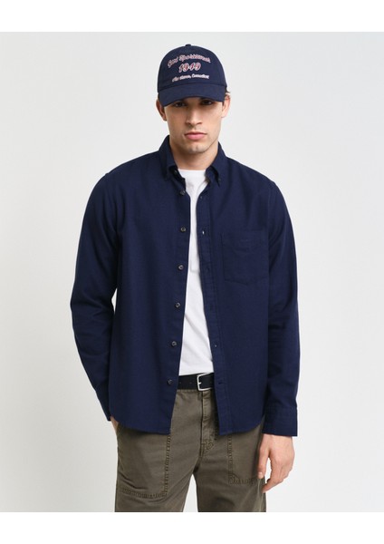 Erkek Lacivert Regular Fit Düğmeli Yaka Gömlek 3240189.433
