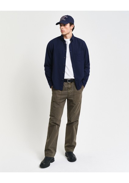 Erkek Lacivert Regular Fit Düğmeli Yaka Gömlek 3240189.433