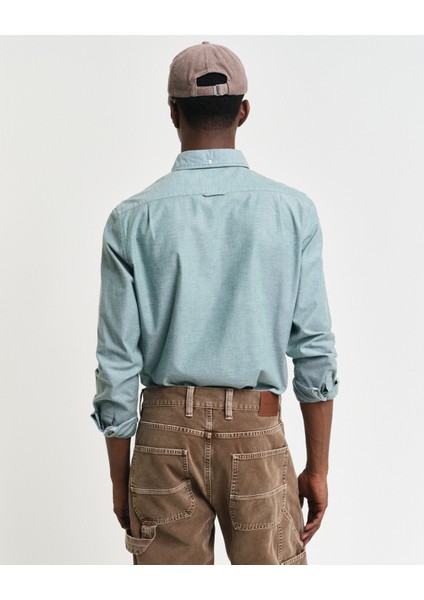 Erkek Yeşil Slim Fit Düğmeli Yaka Logolu Oxford Gömlek 3230115.373 fiyatları