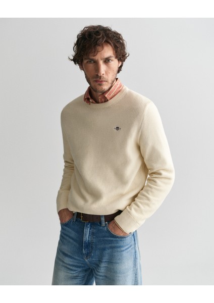 Erkek Krem Regular Fit Bisiklet Yaka Kazak 8030210.130