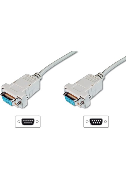 Digitus Modem Bağlantı Kablosu, D-Sub9 Dişi - D-Sub9 Dişi, 1.8 metre, vidalı, bej renk Digitus Zero-Modem connection cable, D-Sub9 F/F, 1.8m, snap-hoods, beige