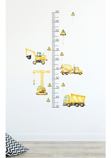 Çocuklar İçin Renkli İş Makinesi Boy Ölçer Duvar Sticker 1001 Parça