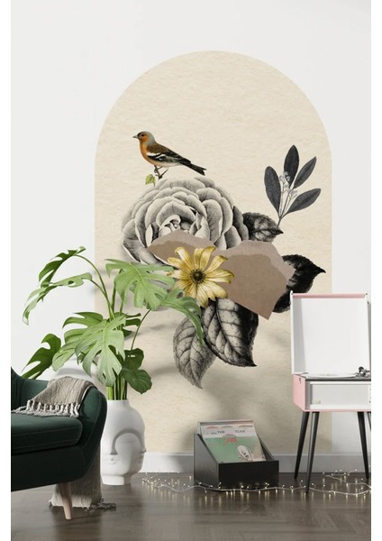 Çiçek ve kuş temalı renkli retro duvar sticker, boho tarzı dekorasyon için mükemmel seçim fiyatları