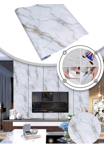 Mermer desenli kendinden yapışkanlı kaplama kağıdı, 5m, gri, bej, çizgili, duvar ve dolaplar için fırsatları