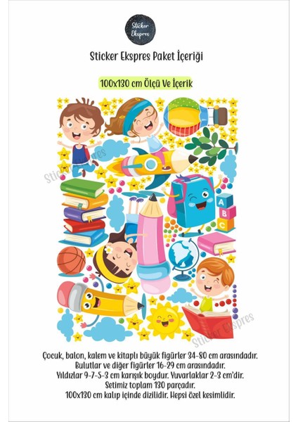 Çocuk Odası Renkli Duvar ve Kapı Sticker Seti, Eğlenceli Dekorasyon Aksesuarları, 5+ Parça fırsatları