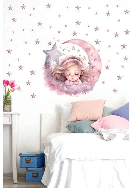 Çocuk odası için renkli ve eğlenceli duvar sticker seti, 5+ parça, çocuk temalı, sevimli dekorasyon