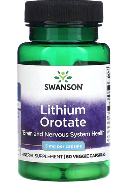 Lithium Orotate 5 Mg 60 Veggie Capsul usa Menşei 3729