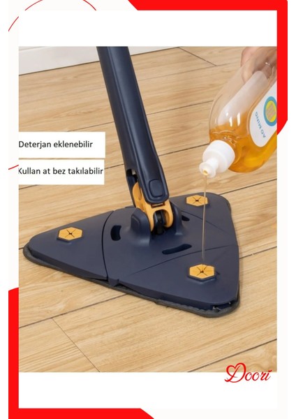 Kendinden Sıkmalı Üçgen Mop Cam Duvar Yer Silebilen Yedek Mikrofiber Bezli Paspas