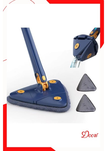 Kendinden Sıkmalı Üçgen Mop Cam Duvar Yer Silebilen Yedek Mikrofiber Bezli Paspas