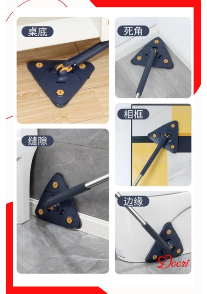 Kendinden Sıkmalı Üçgen Mop Cam Duvar Yer Silebilen Yedek Mikrofiber Bezli Paspas