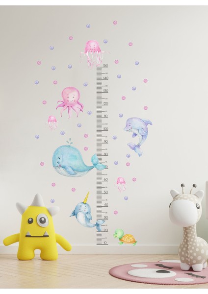 Çocuk odası dekor sticker seti, şeffaf ve renkli, 5+ parça, turuncu tasarım
