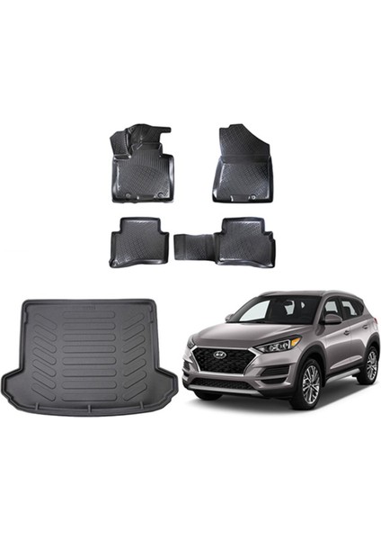 Hyundai Tucson 2015-2020 3D Havuzlu Paspas ve Bagaj Havuzu Set Siyah