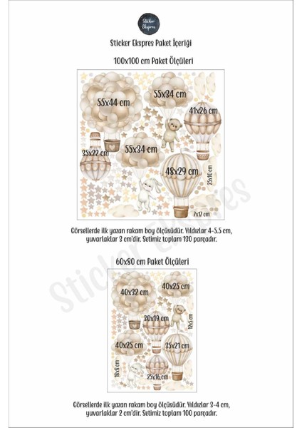 Çocuk odası için renkli uçan balonlar duvar süsleri seti, 5+ parça, çeşitli figürler modelleri