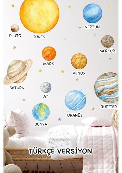 Çocuklar için Renkli Gezegenler Sticker Seti, Eğlenceli ve Öğretici Dekorasyon Malzemesi