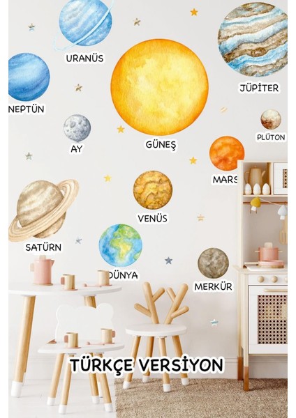 Çocuklar için Renkli Gezegenler Sticker Seti, Eğlenceli ve Öğretici Dekorasyon Malzemesi fiyatları