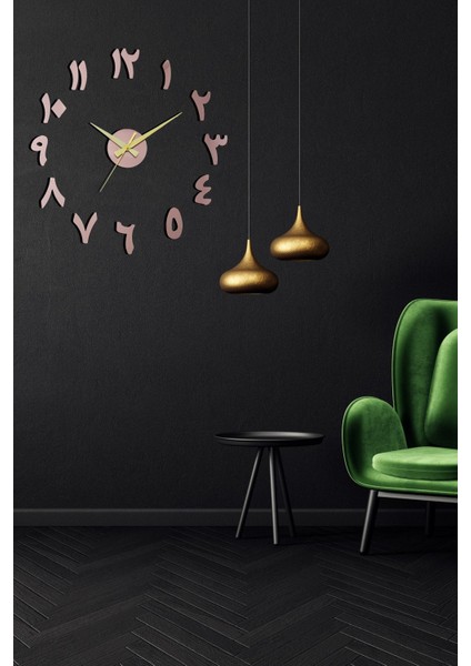 3D Renkli Aynalı Modern Duvar Saati, Pembe, Dokulu Tasarım, Şık ve Şık Parça