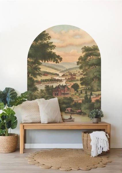 Renkli ve şık bohem tarz oval duvar stickerı, modern dekorasyon için mükemmel seçim