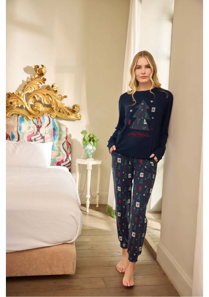 Aydoğan Kadın Uzun Kollu Termal Pijama Takımı Merry Christmas Desenli fiyatları