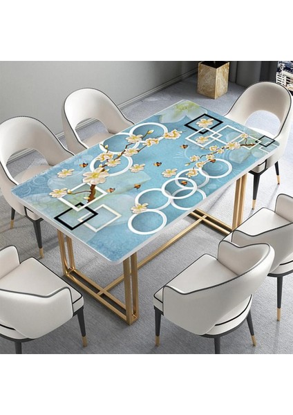 Renkli Yuvarlak Çiçek Desenli Masa Kaplama Folyosu, Şık ve Dekoratif Görünüm, 1 Parça