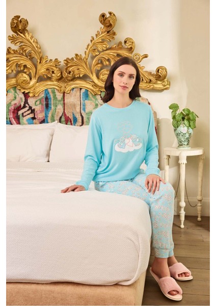 Aydoğan Kadın Uzun Kollu Termal Pijama Takımı Ayıcık Desenli