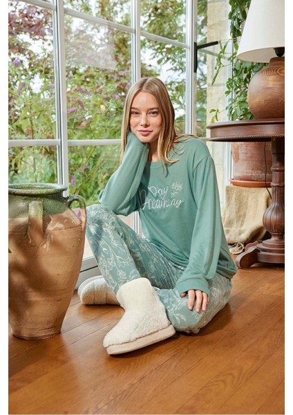 Aydoğan Kadın Uzun Kollu Termal Pijama Takımı Day Dreaming Desenli