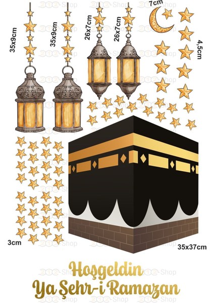 Renkli Ramazan Kabe ve Fenerler Cam Duvar Süsü, Bebek ve Çocuk Odası Dekoru fiyatları