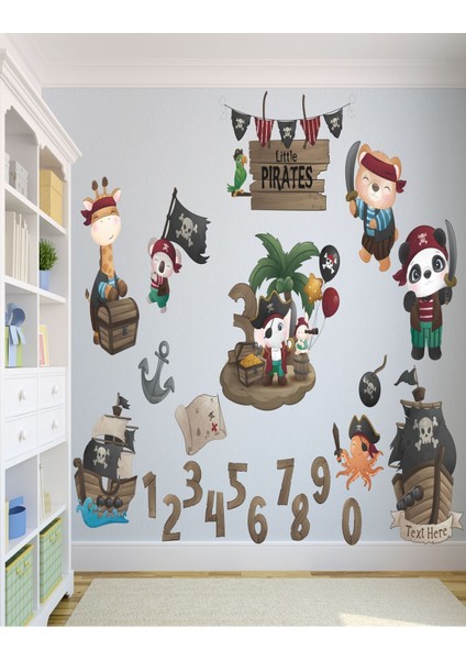 Renkli çocuk odası dekor sticker, hayvan desenli, 100x100 cm, 22 parça, eğlenceli tasarım