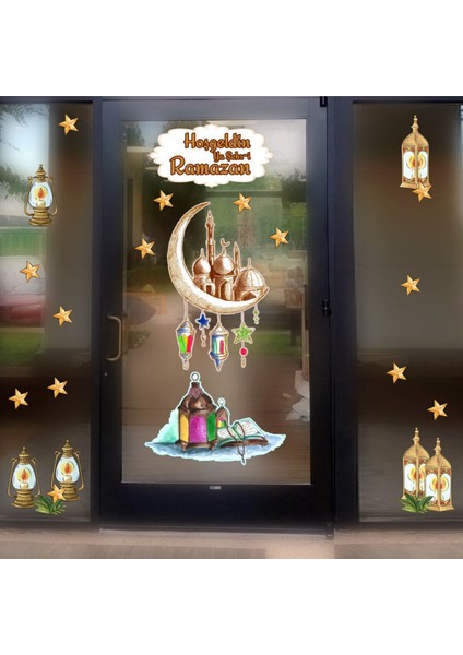 Renkli Ramazan Ayı Kapı ve Vitrin Süsleri Hoşgeldin Etiketleri Seti 3 Parça fiyatları