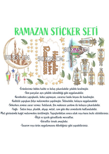 Renkli Ramazan Ayı Kapı ve Vitrin Süsleri Hoşgeldin Etiketleri Seti 3 Parça modelleri