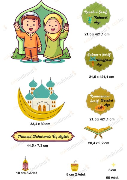 Üç Aylar Ramazan Süsleri ve Sticker Seti, Şerif Temalı, Renkli ve Eğlenceli Paket fiyatları