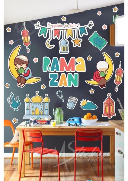 Ramazan ve Bayram temalı eğlenceli, renkli çocuk çıkartma seti, 5+ parça
