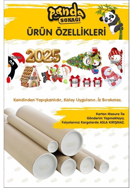 Yılbaşı Sticker 2025 Figürleri Noel Baba ve Geyik ve Kartanesi Pencere Duvar fiyatları
