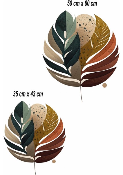 Dekoratif Boho Bohem Yapraklar Oturma Odası ve Salon Cam Duvar Sticker