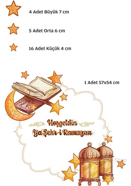 Ramazan Ayı Temalı Hoşgeldin Ramazan Yazılı Yıldızlı Çift Yönlü Şeffaf Cam Duvar Sticker Seti fiyatları