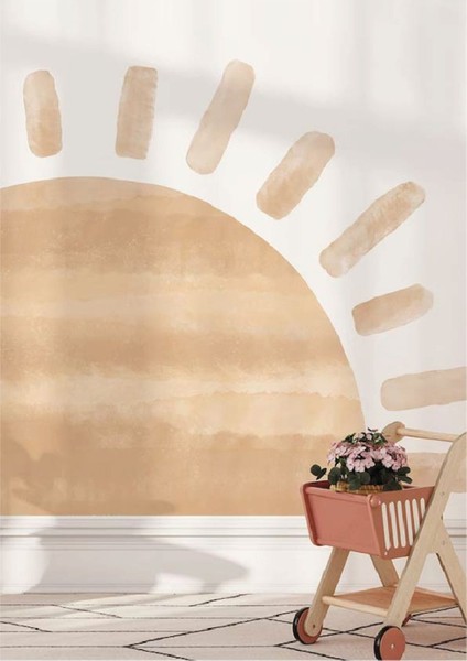 Canlı ve renkli çocuk odası güneş duvar stickerı, eğlenceli dekorasyon parçası fiyatları