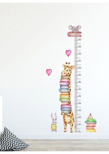 Çocuk odası renkli hayvan desenli boy ve duvar sticker seti, 5+ parça indirimleri