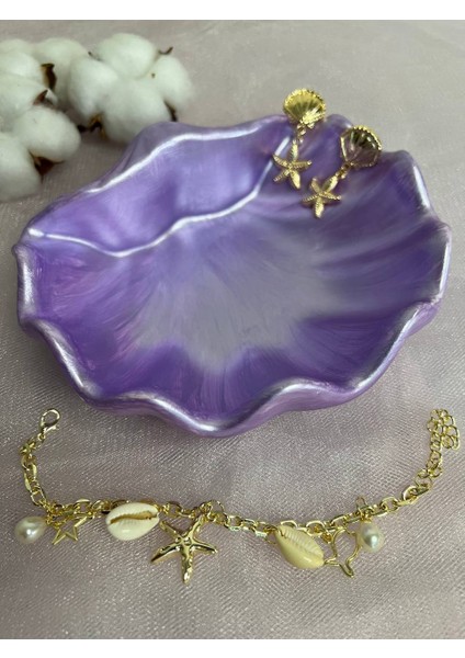 Parlak Mor Istiridye Takı Tabağı