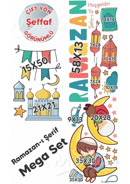 Ramazan Temalı Renkli Eğitici ve Eğlenceli Şeffaf Sticker Seti, Çocuklar İçin Çoklu Parça fiyatları