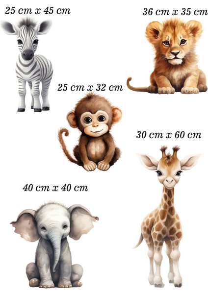 Renkli Çocuk Odası Safari Hayvanları Cam ve Duvar Stickerleri Seti fiyatları