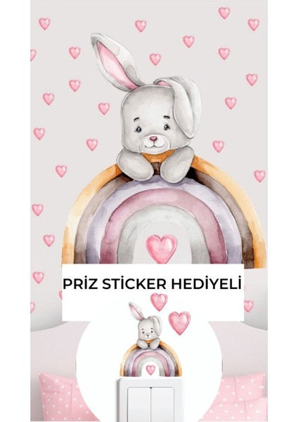 Neşeli çocuk odası duvar stickeri, canlı gökkuşağı renkleri, 5+ parça