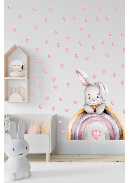 Neşeli çocuk odası duvar stickeri, canlı gökkuşağı renkleri, 5+ parça fiyatları