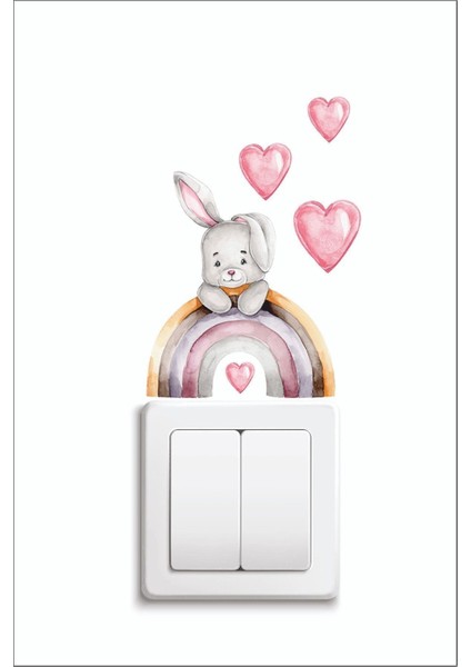 Neşeli çocuk odası duvar stickeri, canlı gökkuşağı renkleri, 5+ parça modelleri