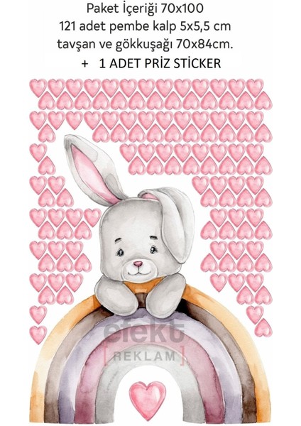 Neşeli çocuk odası duvar stickeri, canlı gökkuşağı renkleri, 5+ parça fırsatları