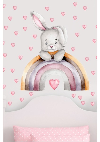 Neşeli çocuk odası duvar stickeri, canlı gökkuşağı renkleri, 5+ parça indirimleri