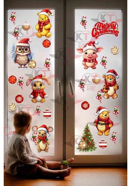 Renkli 44 Parça Yılbaşı Cam ve Kapı Sticker Seti, Şık Dekorasyon Malzemeleri