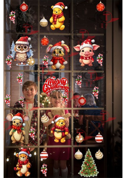 Renkli 44 Parça Yılbaşı Cam ve Kapı Sticker Seti, Şık Dekorasyon Malzemeleri fiyatları