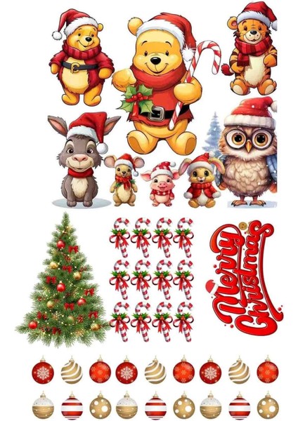 Renkli 44 Parça Yılbaşı Cam ve Kapı Sticker Seti, Şık Dekorasyon Malzemeleri modelleri